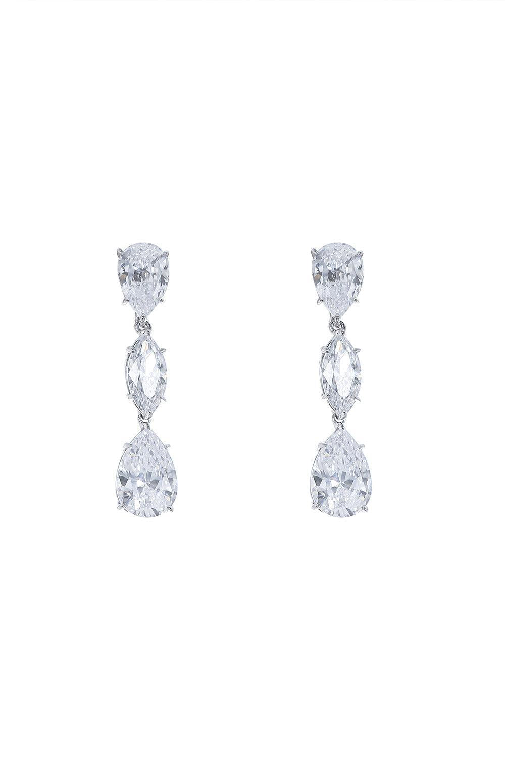 Three Drop Line Earrings-WHITE-JEWELRYBOUTIQUEEARRING-FANTASIA by DESERIO