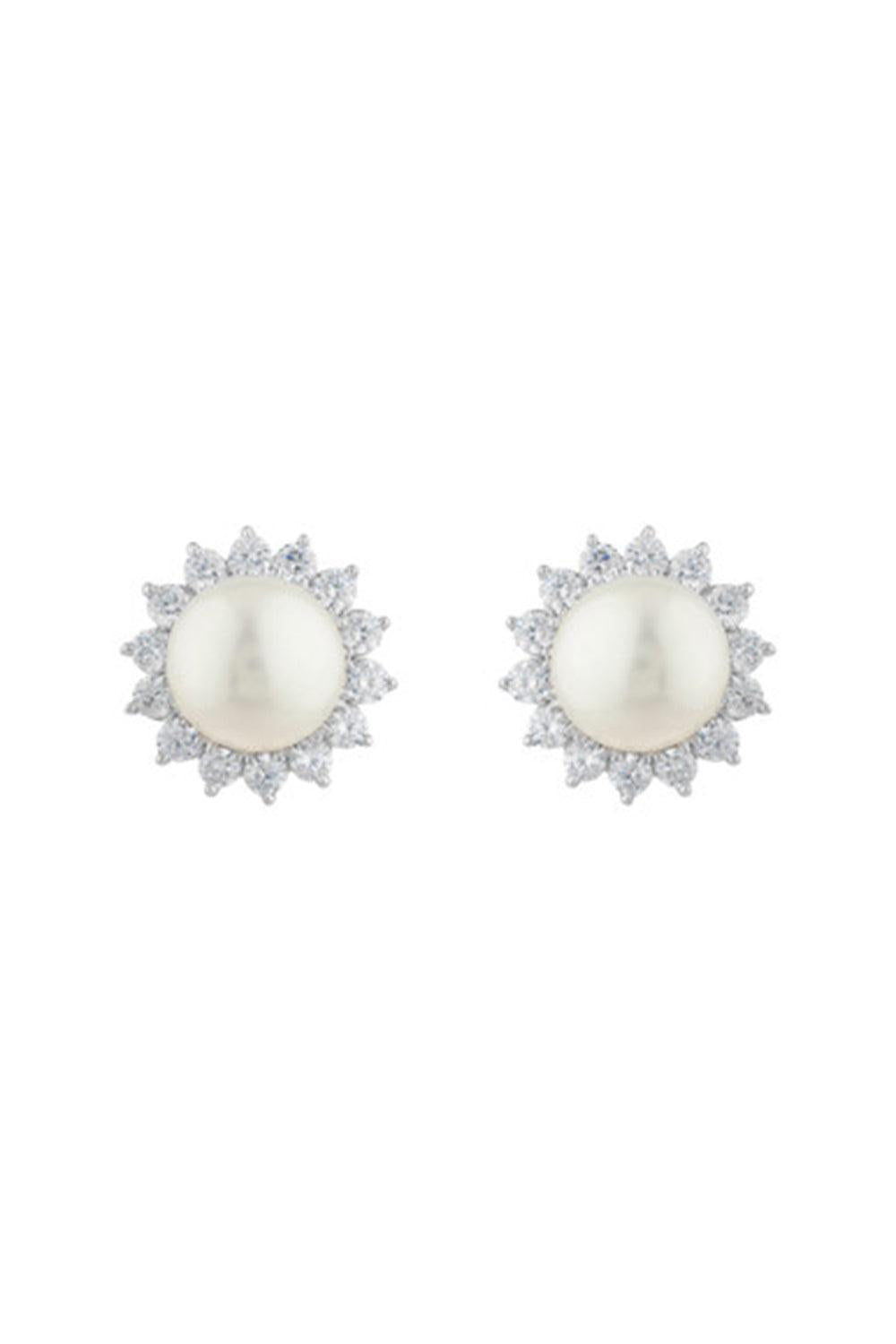 FANTASIA by DESERIO-White Pearl Cz Earrings-WHITE