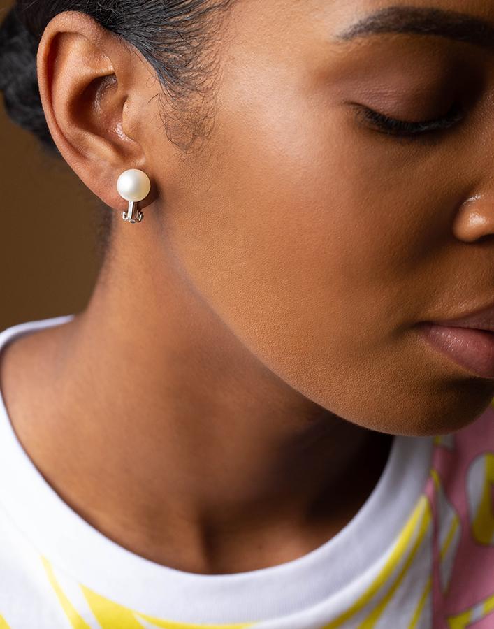 FANTASIA by DESERIO-White Pearl Stud Earrings-WHITE