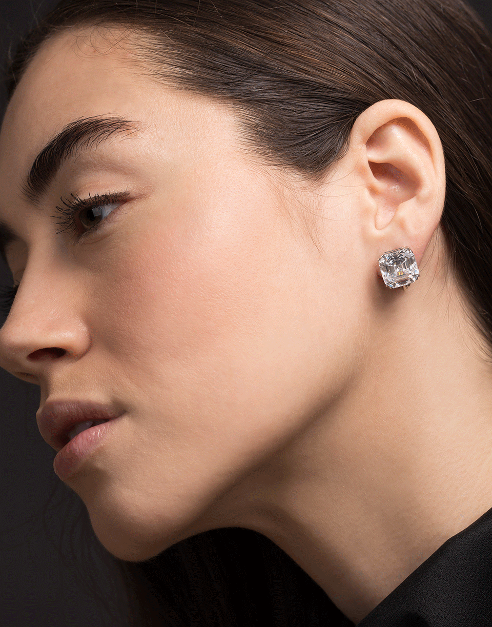 FANTASIA by DESERIO-Cubic Zirconia Square Stud Earrings-WHTGLD