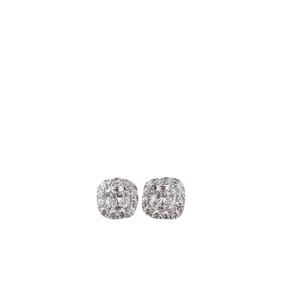 FANTASIA by DESERIO-Cushion Stud Cubic Zirconia Earrings-WHTGLD