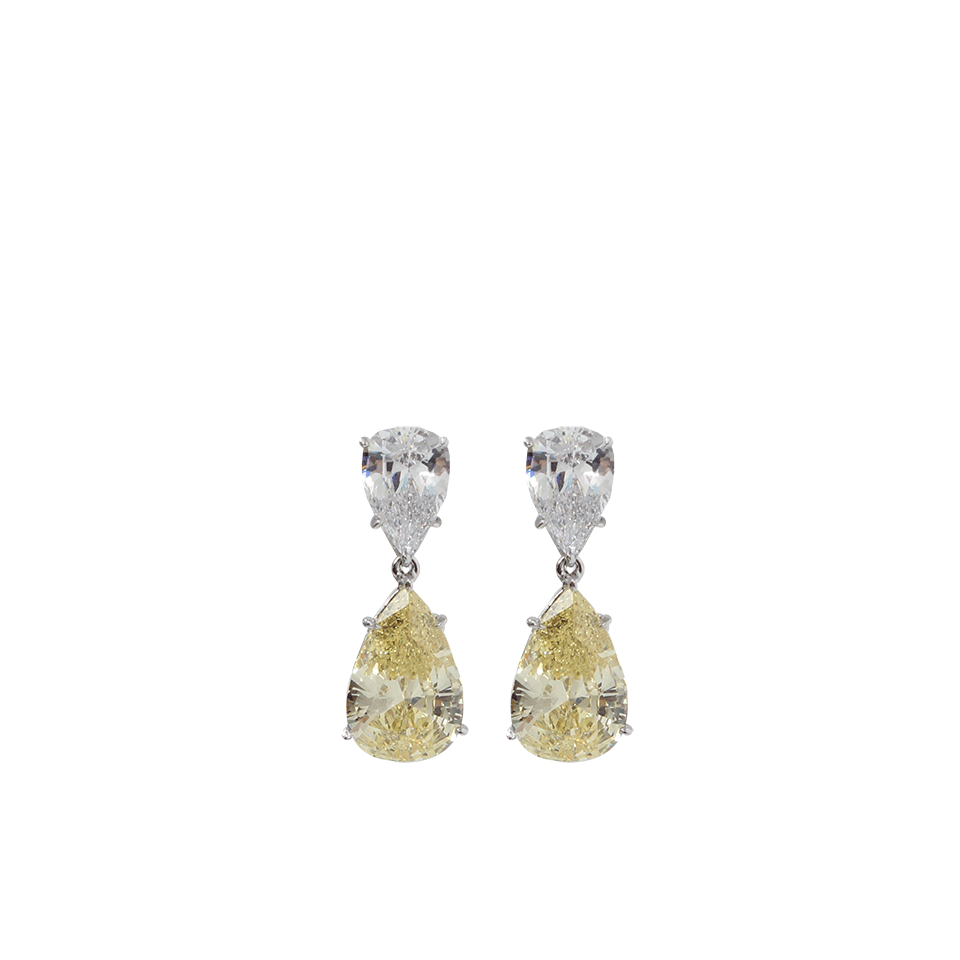 FANTASIA by DESERIO-Oprah Canary Pear Earrings-WHTGLD