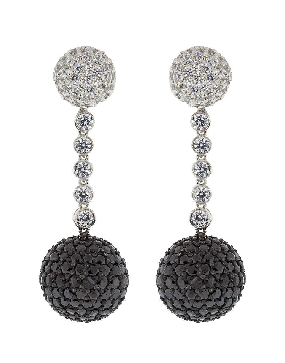 FANTASIA by DESERIO-Pave Ball Drop Clip Earrings-WHTGLD