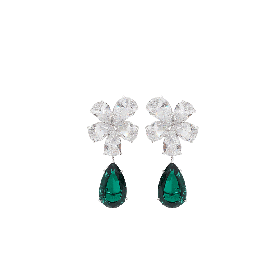 FANTASIA by DESERIO-Pear Cluster Drop Earrings-WHTGLD