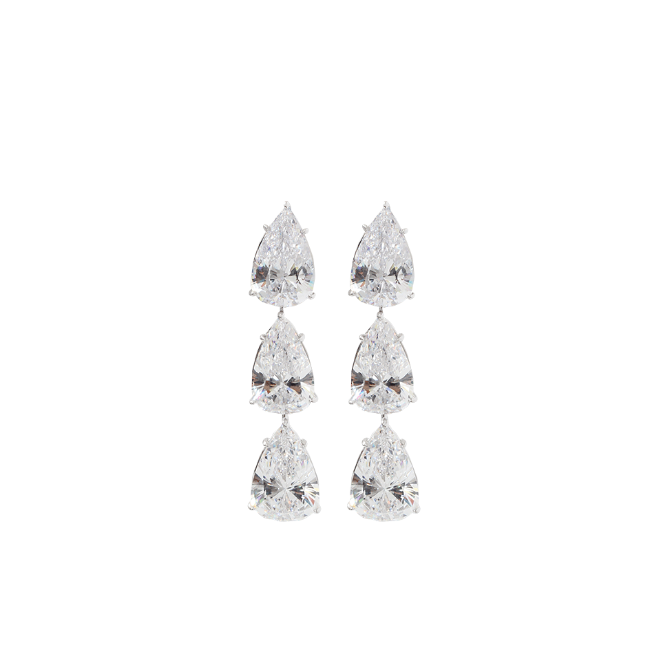 FANTASIA by DESERIO-Three Pear Drop Earrings-WHTGLD