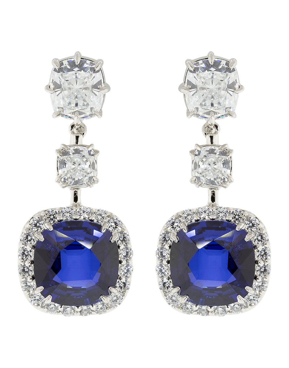 FANTASIA by DESERIO-Triple Cushion Drop Earrings-WHTGLD