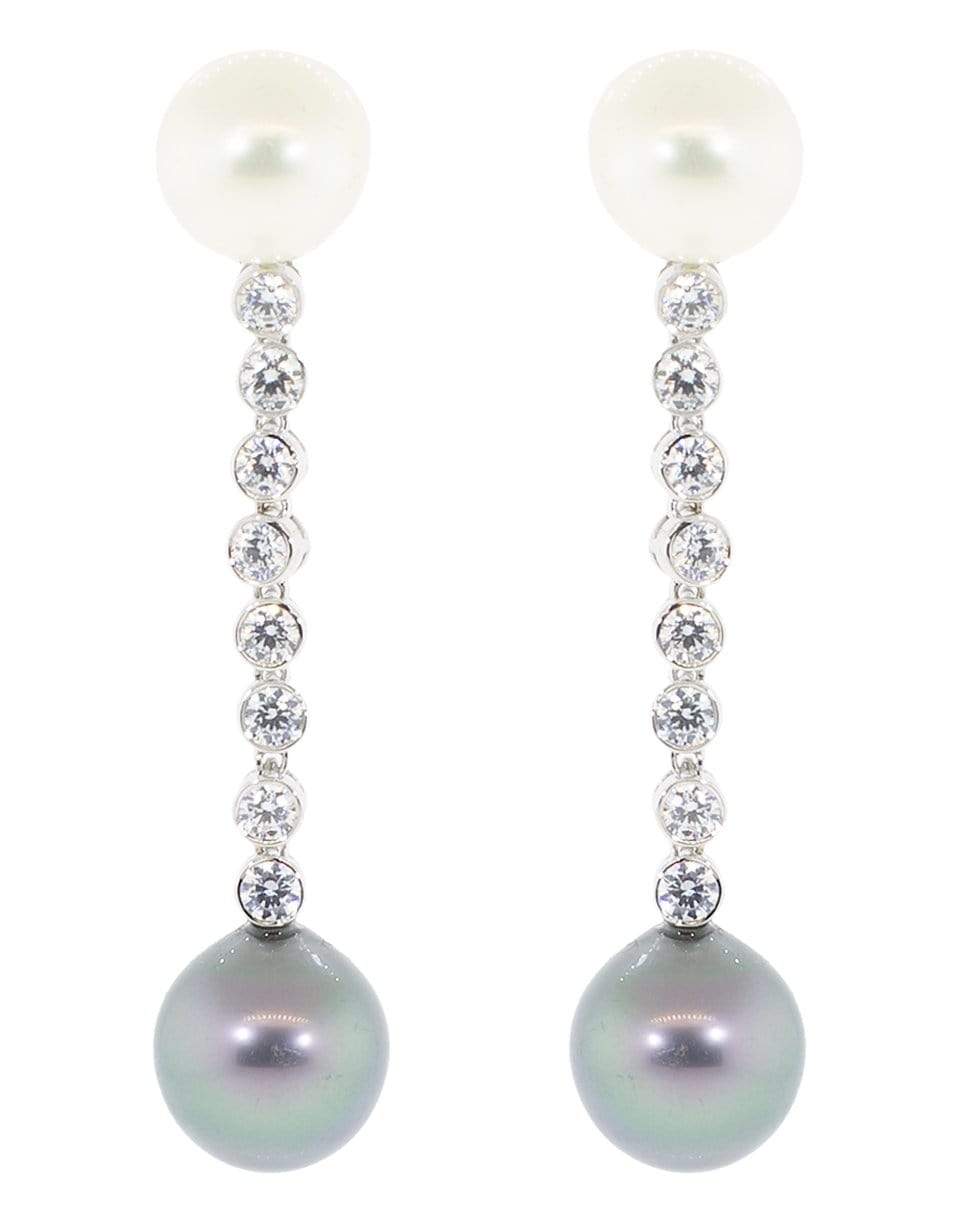 FANTASIA by DESERIO-Pearl Diamond Drop Earrings-WHT/GRY