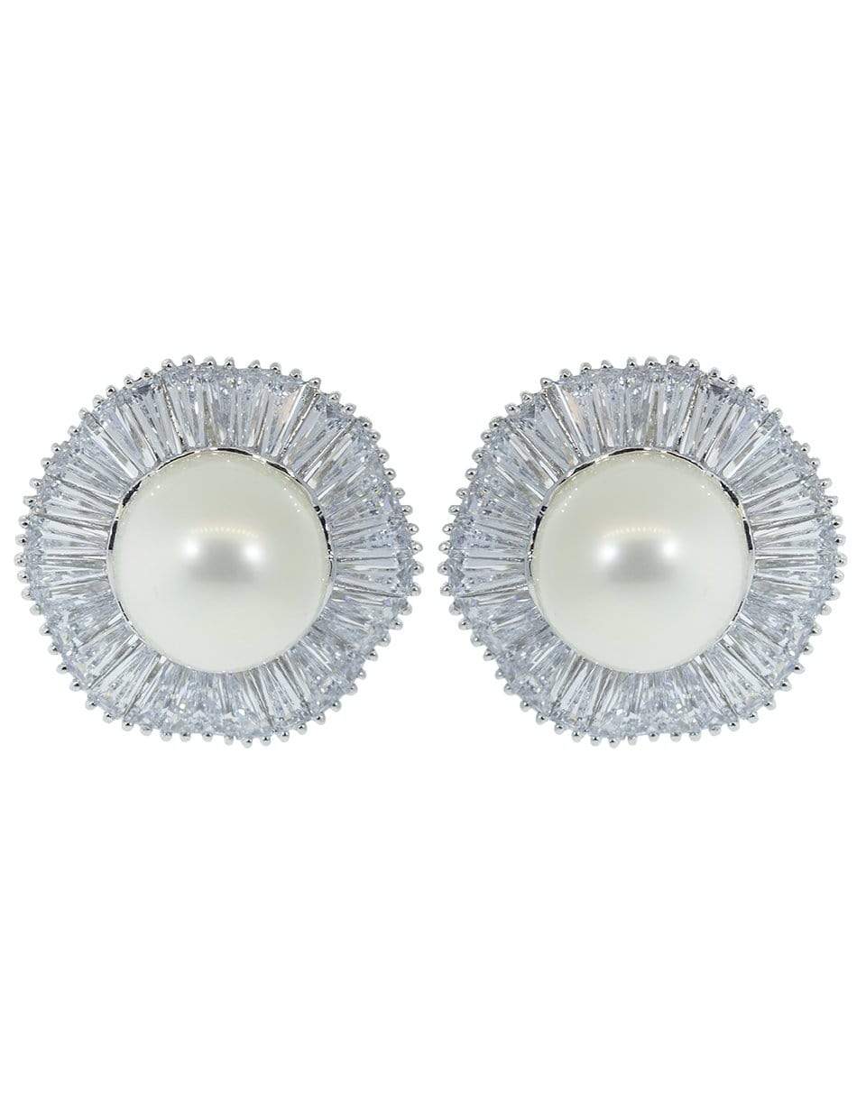 FANTASIA by DESERIO-Pearl Center Stud Earrings-WVPRL/CZ