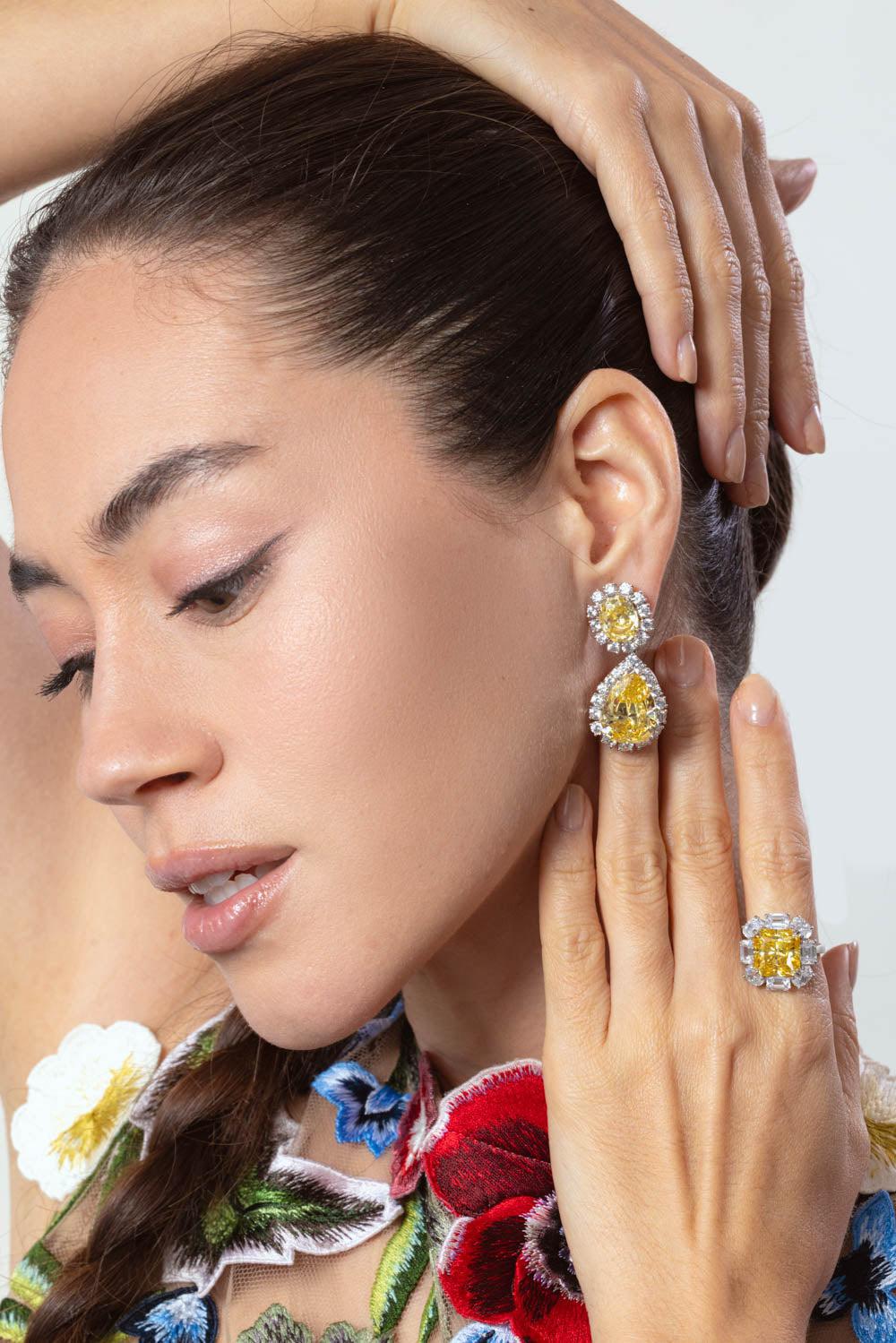 FANTASIA by DESERIO-Canary Cz Drop Earrings-YELLOW