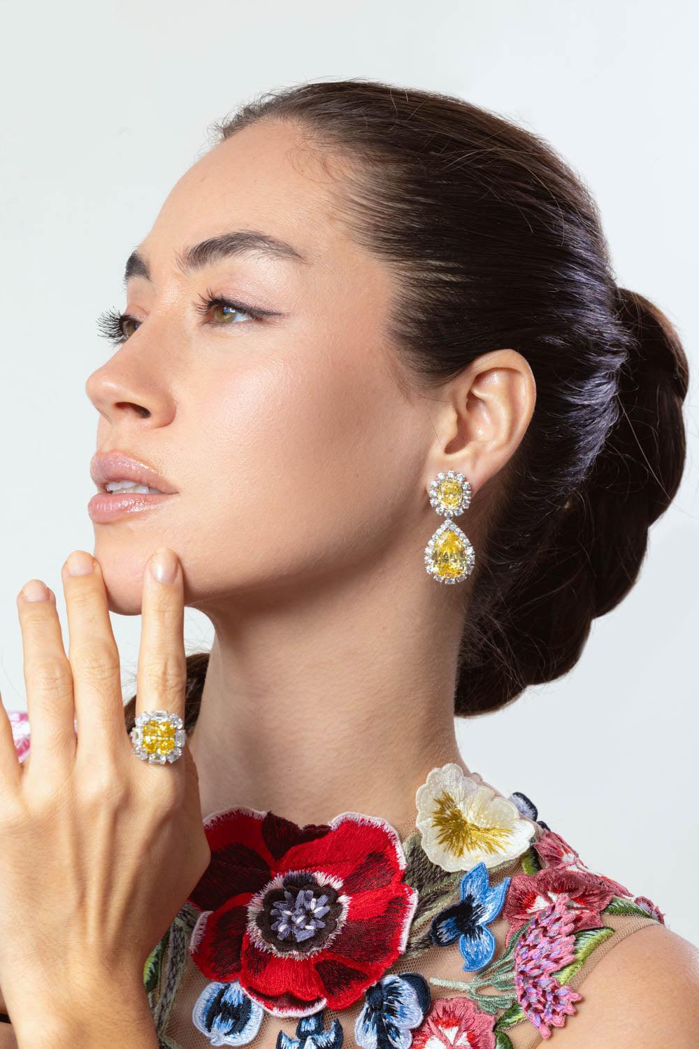 FANTASIA by DESERIO-Canary Cz Drop Earrings-YELLOW