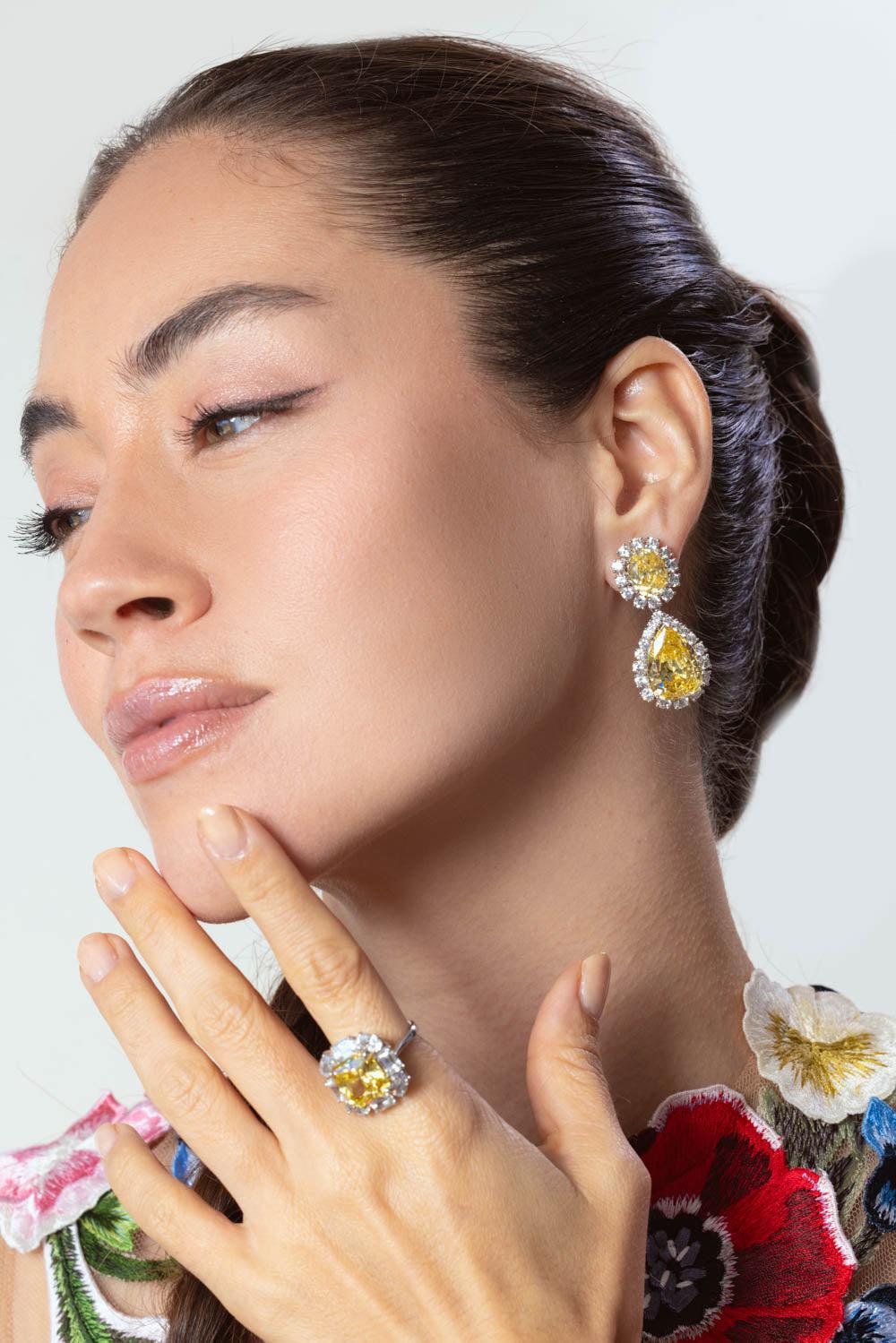 FANTASIA by DESERIO-Canary Cz Drop Earrings-YELLOW