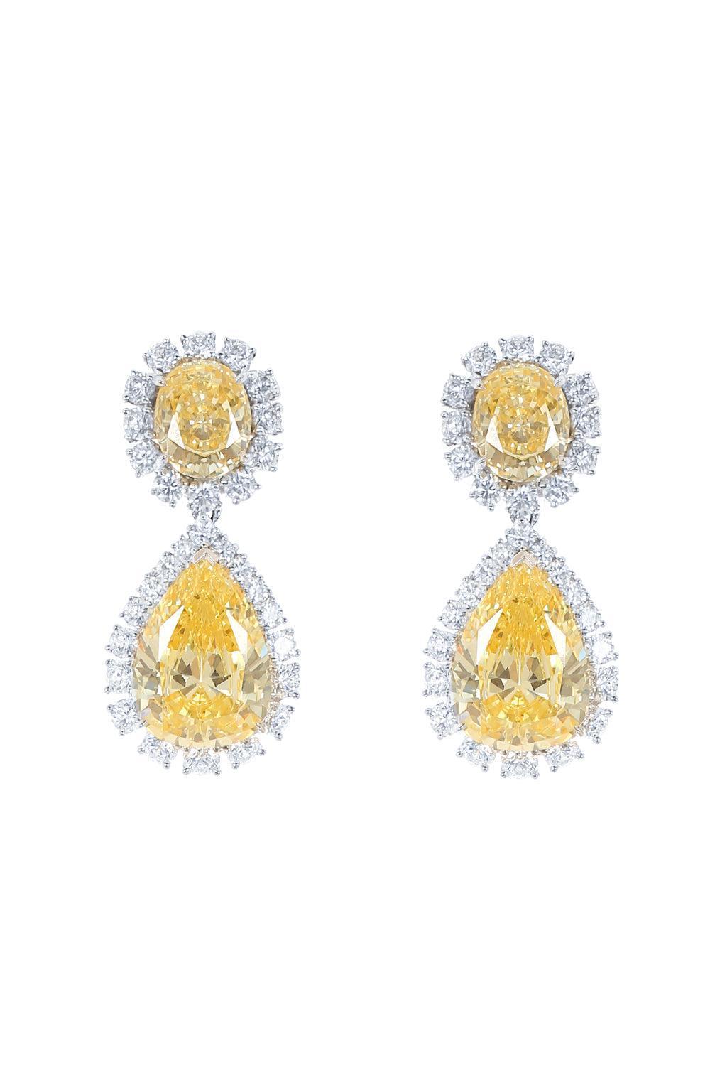 FANTASIA by DESERIO-Canary Cz Drop Earrings-YELLOW