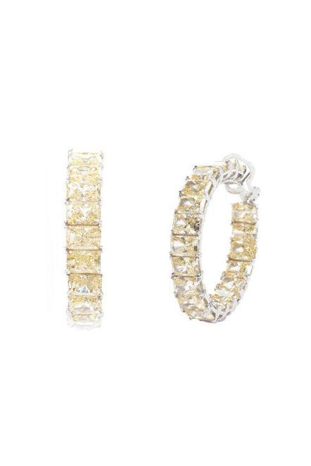 FANTASIA by DESERIO-Canary Radiant Cut Hoop Earrings-YELLOW