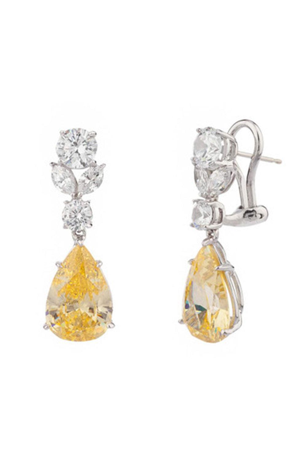 FANTASIA by DESERIO-Canary Teardrop Cluster Earrings-YELLOW