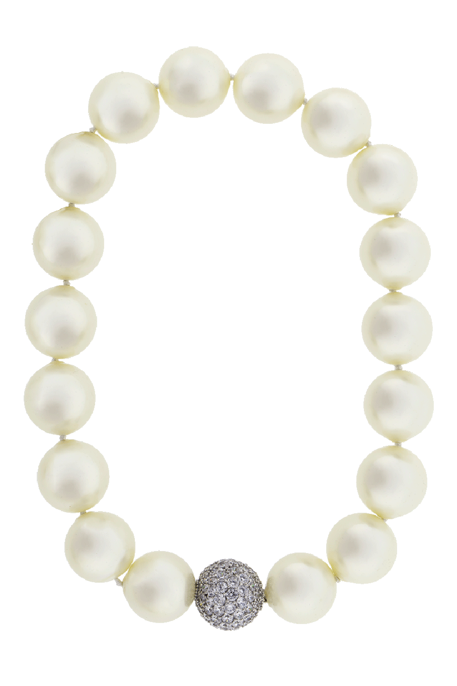 FANTASIA by DESERIO-Pearl With Cubic Zirconia Pave Ball Necklace-PEARL