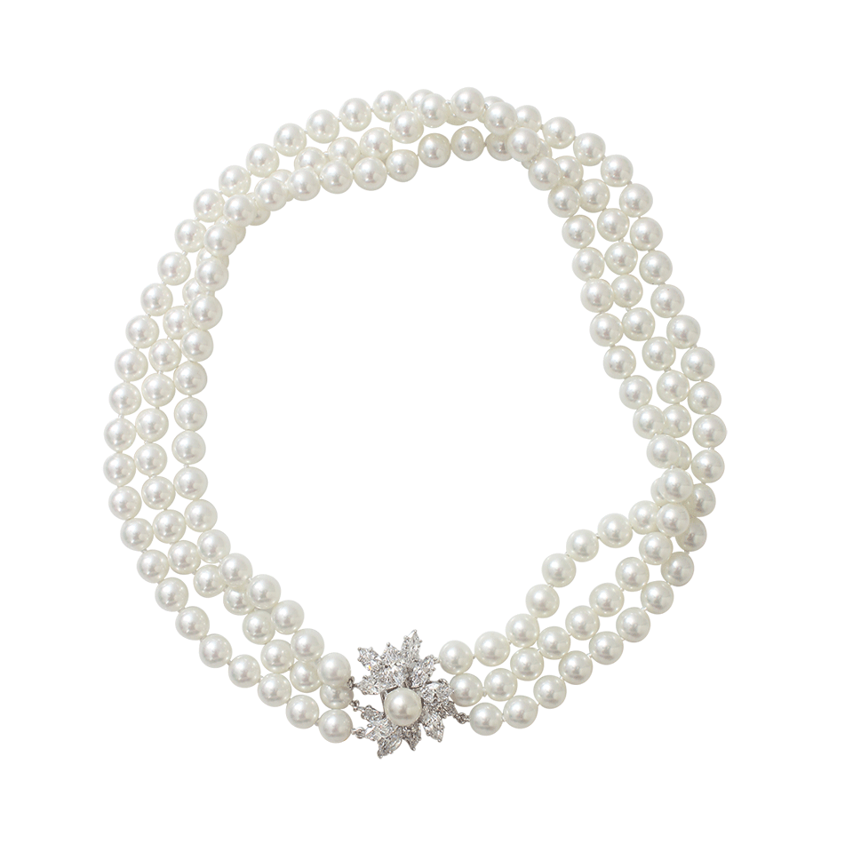 FANTASIA by DESERIO-Three Strand Pearl Necklace-PEARL