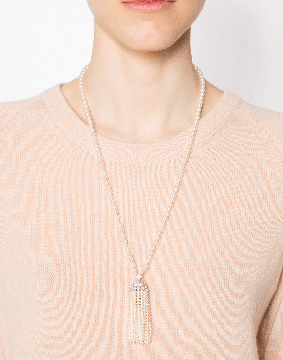 FANTASIA by DESERIO-Lariat Pearl Necklace-PRL/CZ