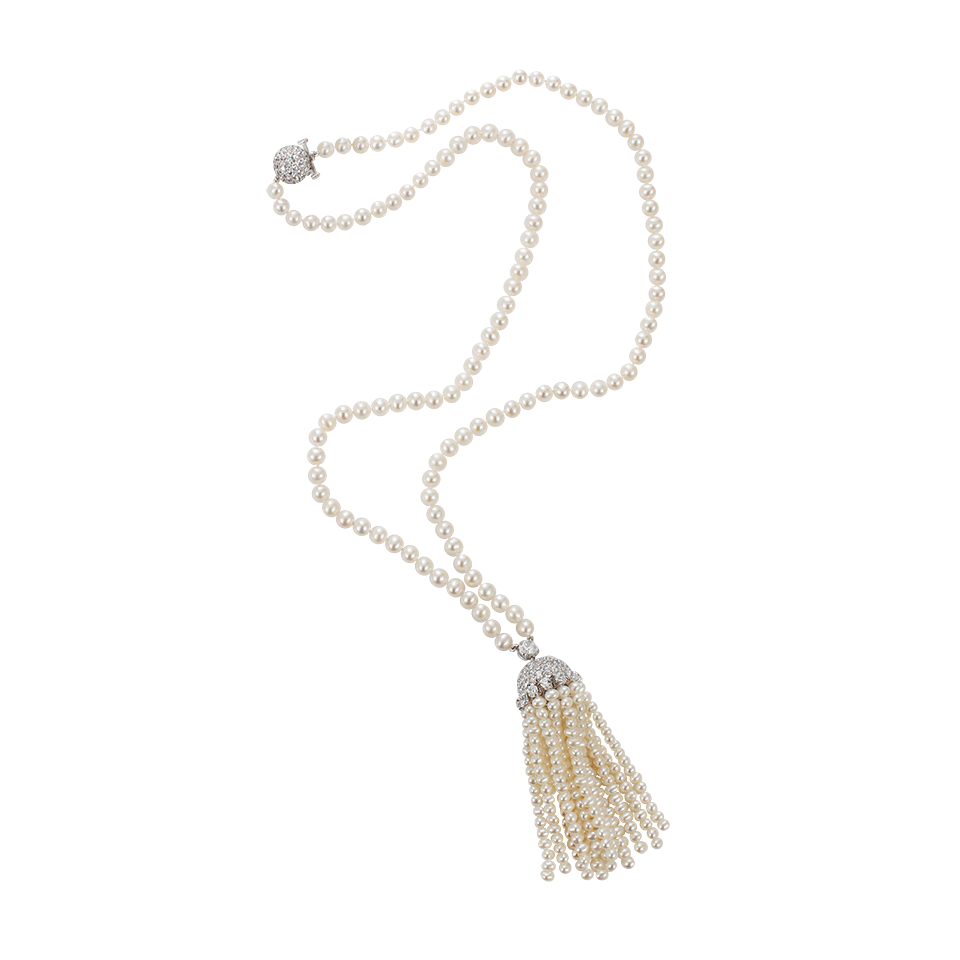 FANTASIA by DESERIO-Lariat Pearl Necklace-PRL/CZ