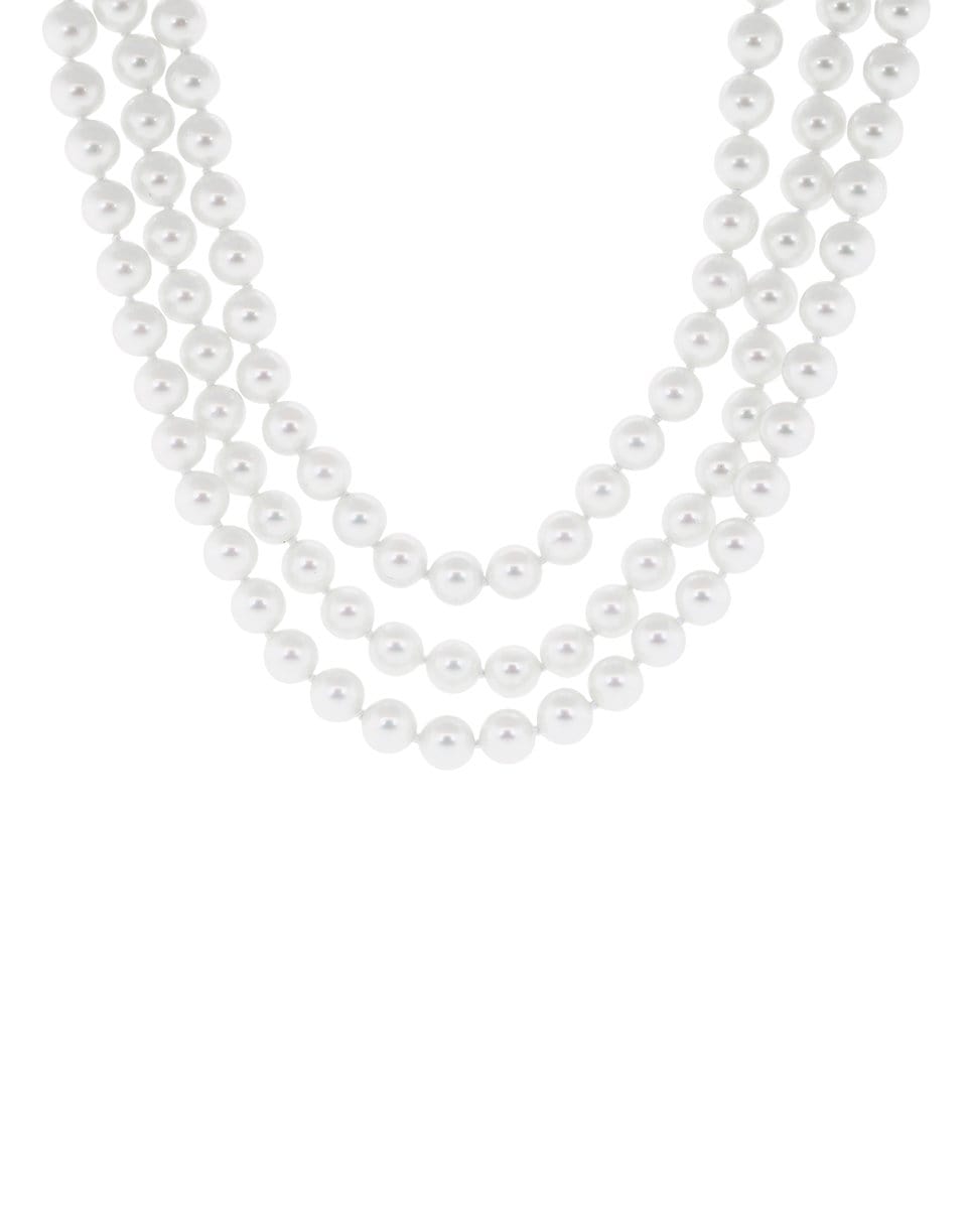 FANTASIA by DESERIO-Multi-Strand Pearl Necklace with Moto Clasp-PRL/CZ