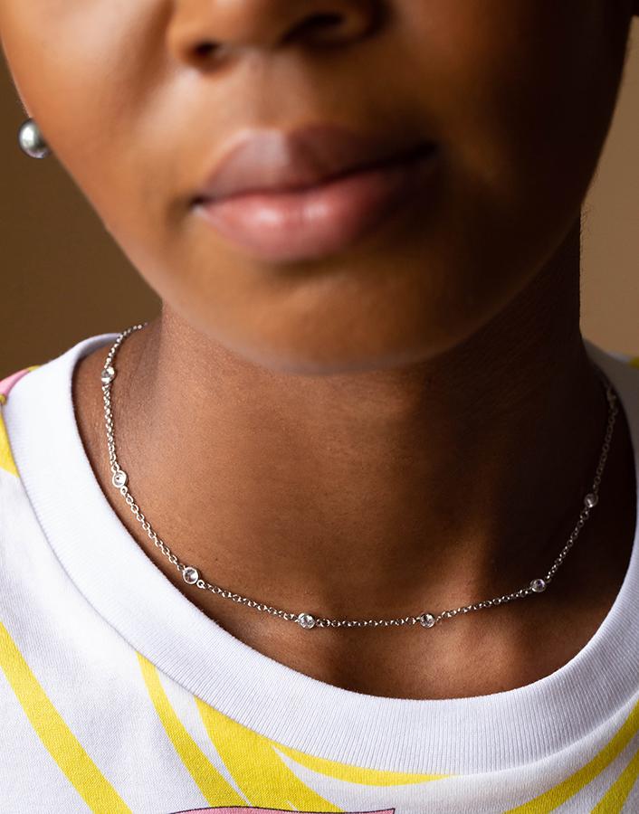 FANTASIA by DESERIO-Cubic Zirconia by the Yard Necklace 16IN-WG