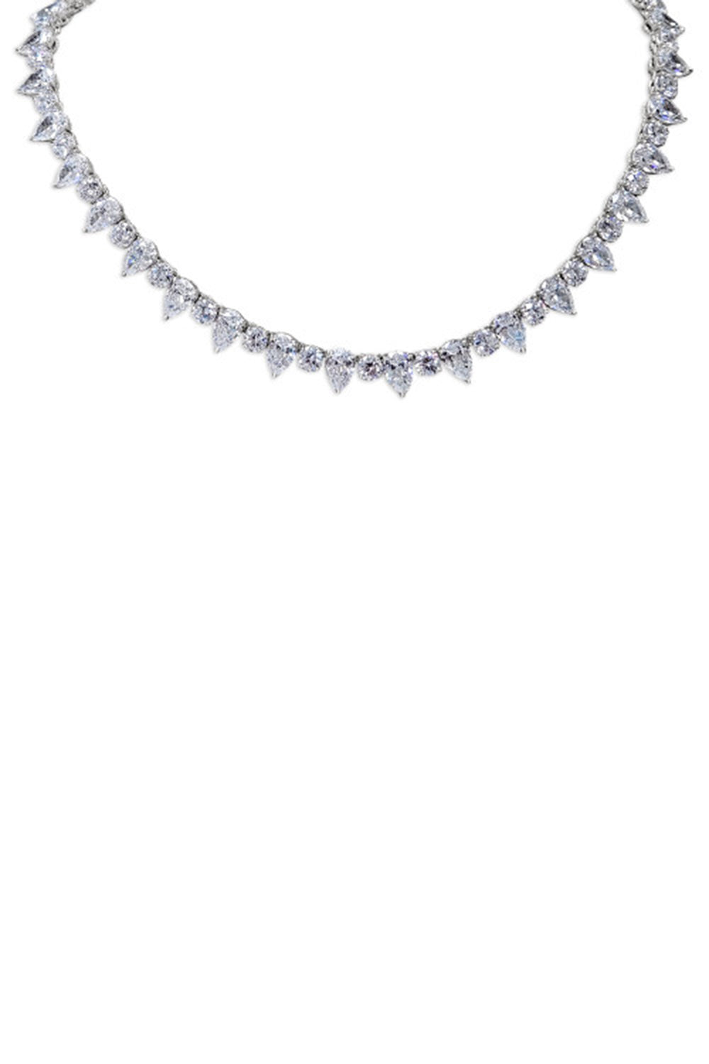 Alternating Pearshape Round Necklace-WHITE-JEWELRYBOUTIQUENECKLACE O-FANTASIA by DESERIO