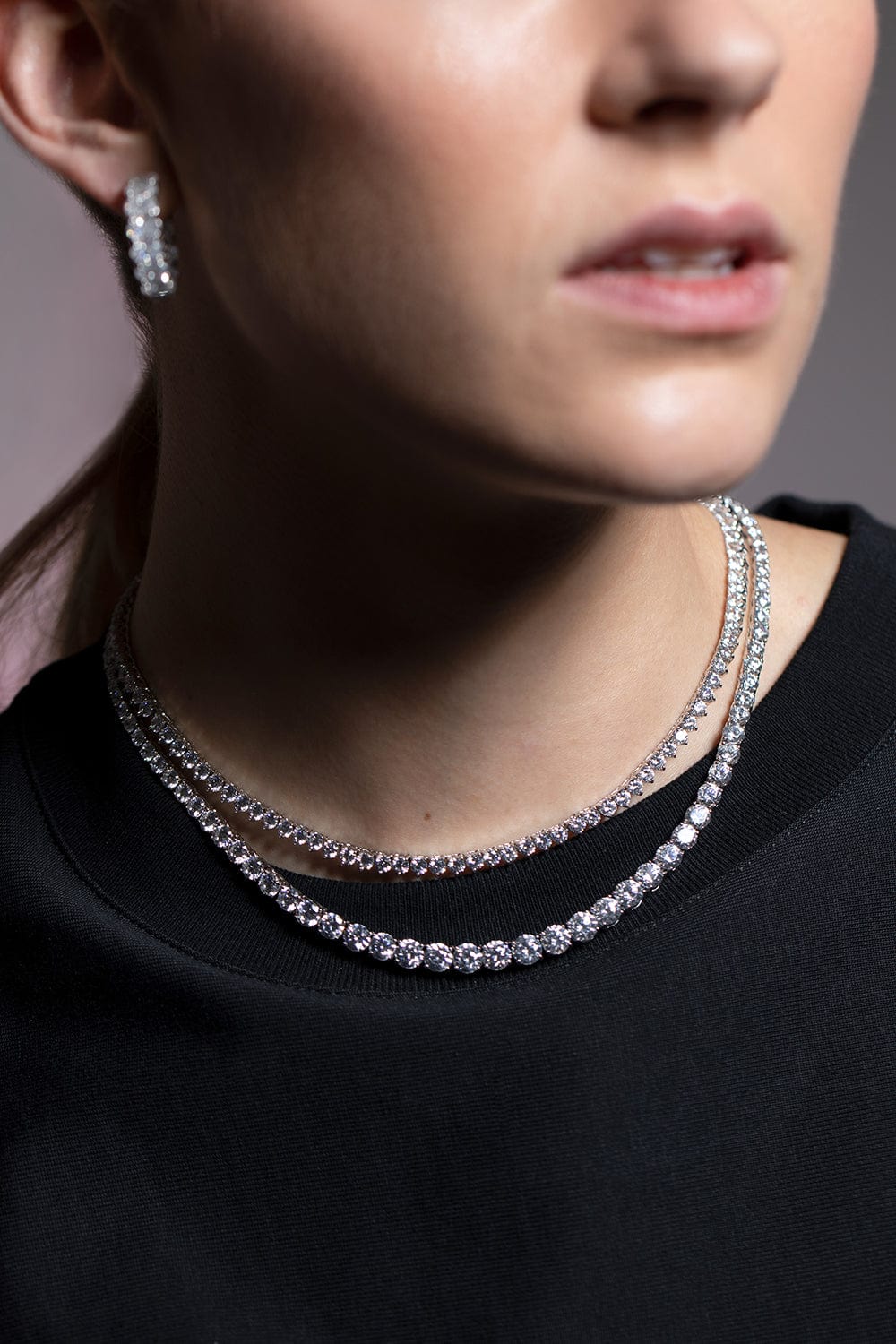 FANTASIA by DESERIO-CZ Tennis Necklace-WHITE