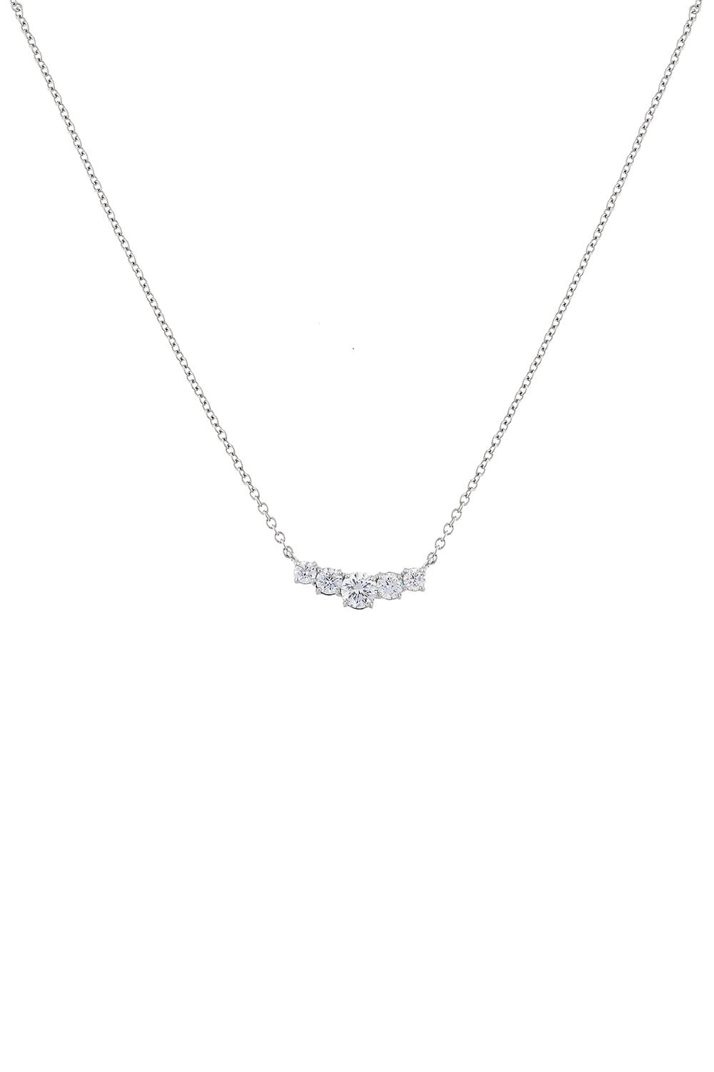 FANTASIA by DESERIO-Graduated Five Stone Pendant Necklace-WHITE