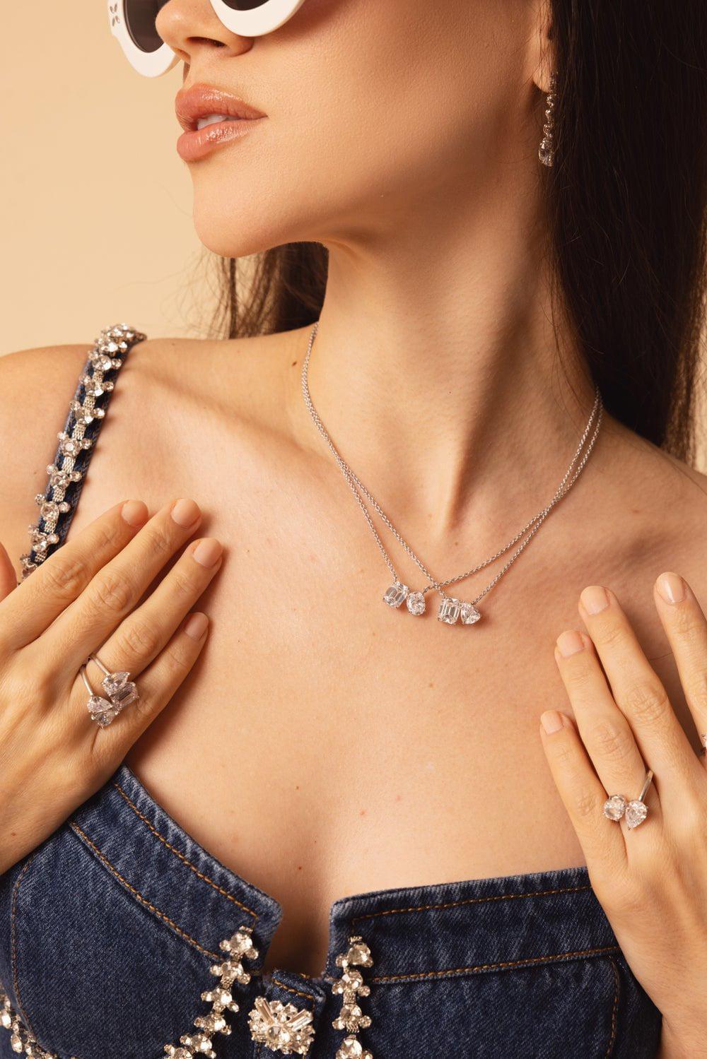 FANTASIA by DESERIO-Moi et Toi Pendant Necklace-WHITE