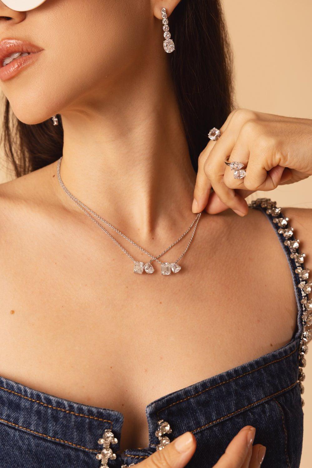 FANTASIA by DESERIO-Moi et Toi Pendant Necklace-WHITE