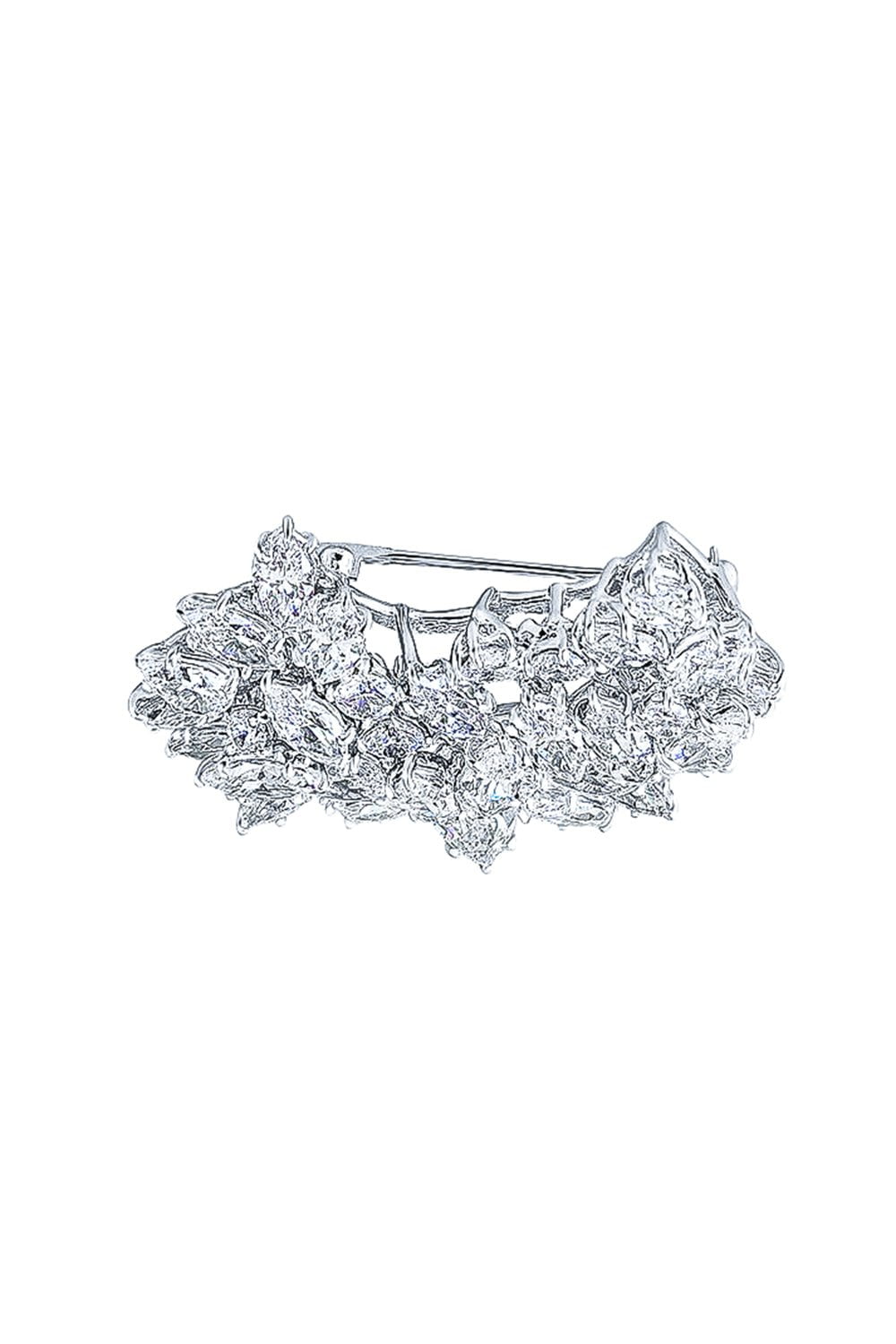 FANTASIA by DESERIO-Crescent Shaped Brooch-WHITE GOLD