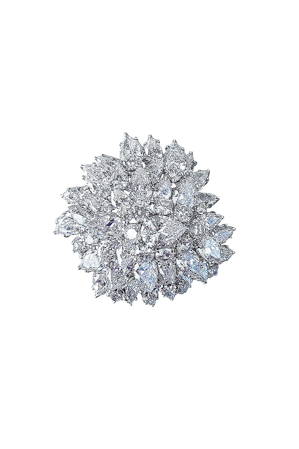 FANTASIA by DESERIO-Mix Shaped Round Brooch-WHITE GOLD