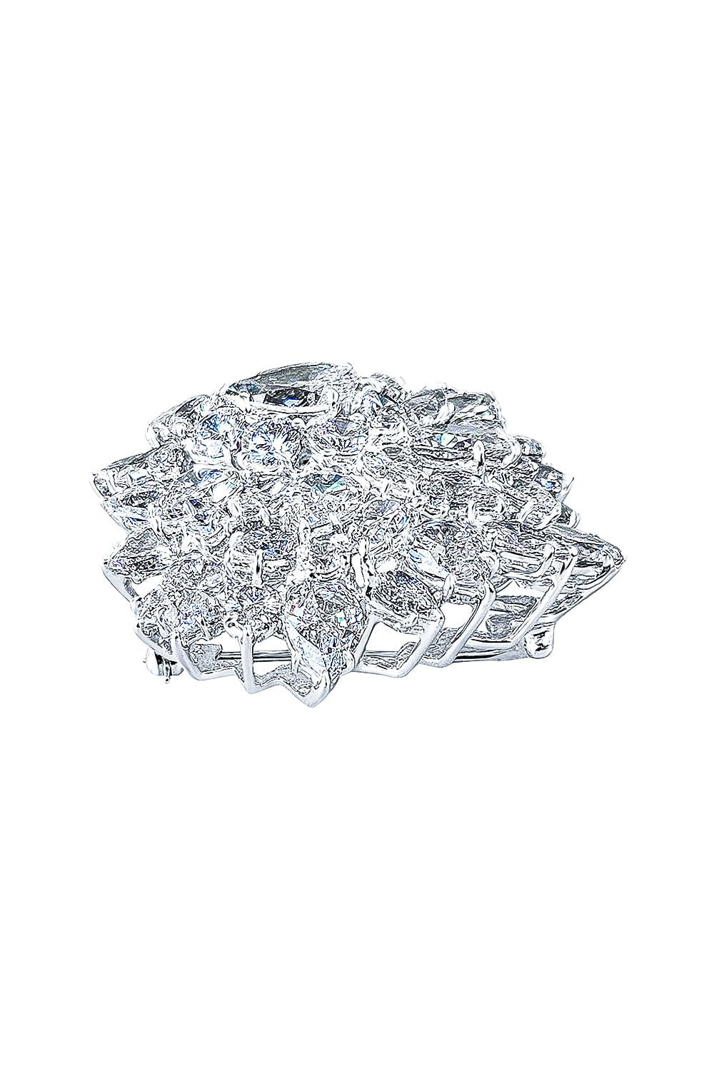 FANTASIA by DESERIO-Mix Shaped Round Brooch-WHITE GOLD