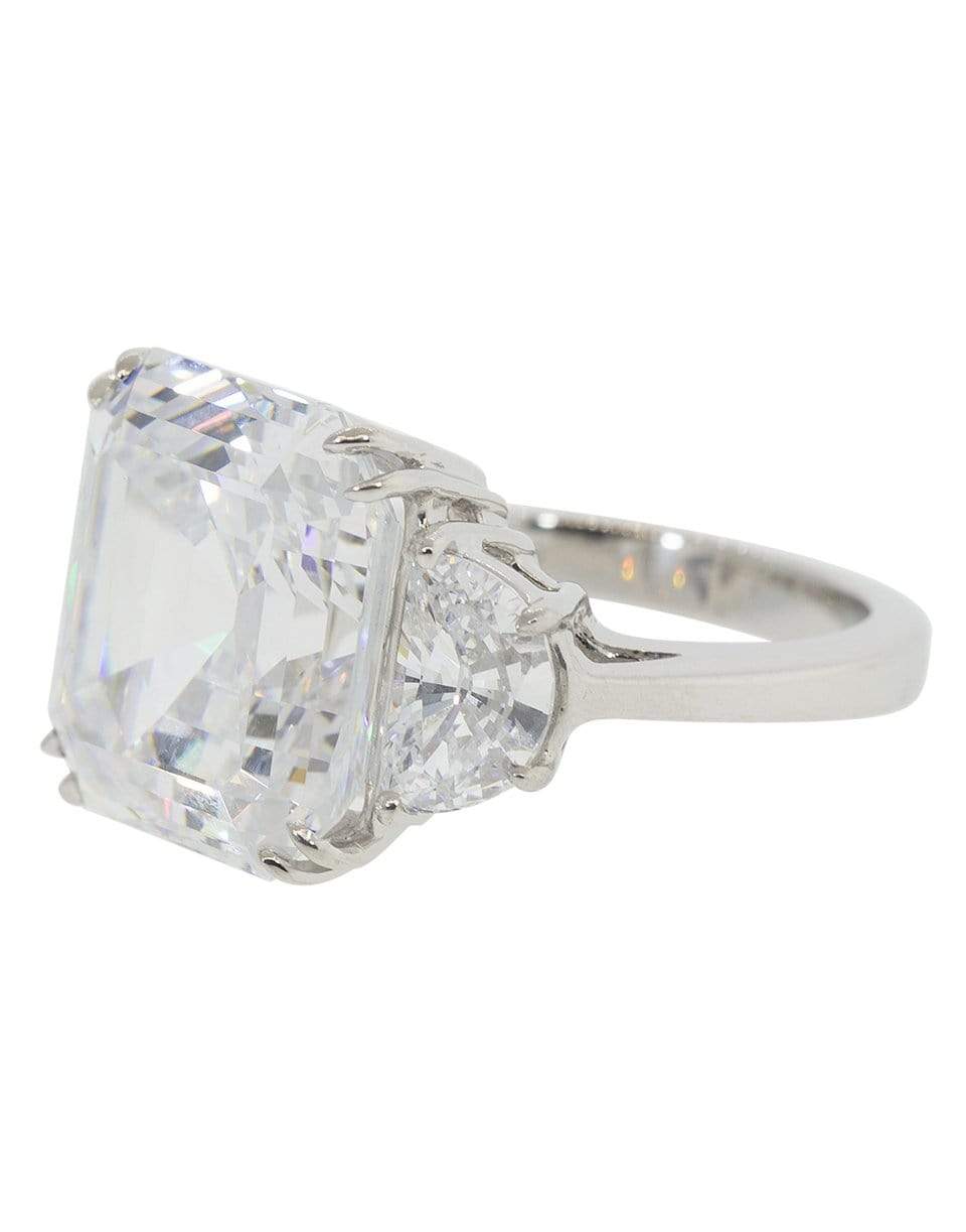 FANTASIA by DESERIO-Asscher Cut half Moon Side Ring-W14KCZ