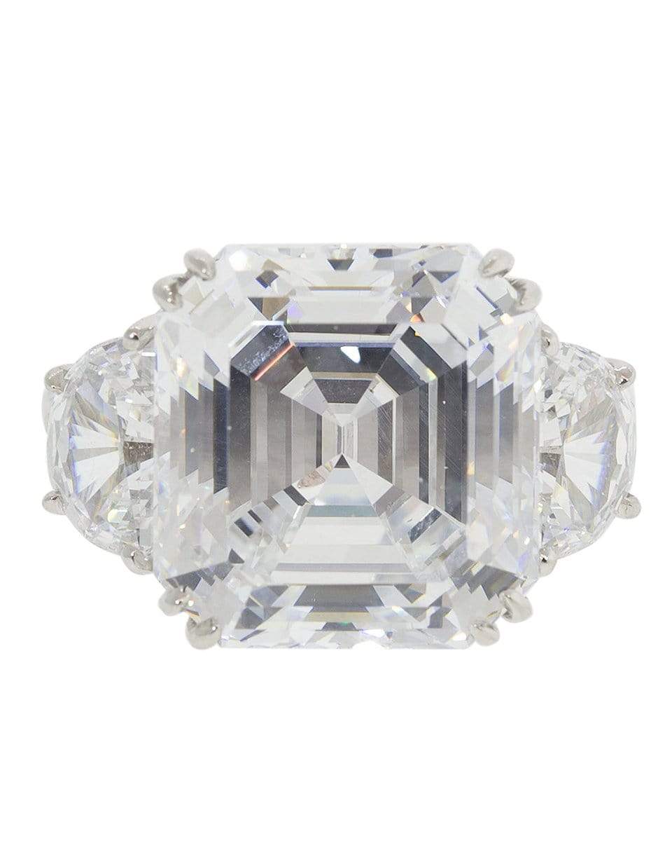FANTASIA by DESERIO-Asscher Cut half Moon Side Ring-W14KCZ
