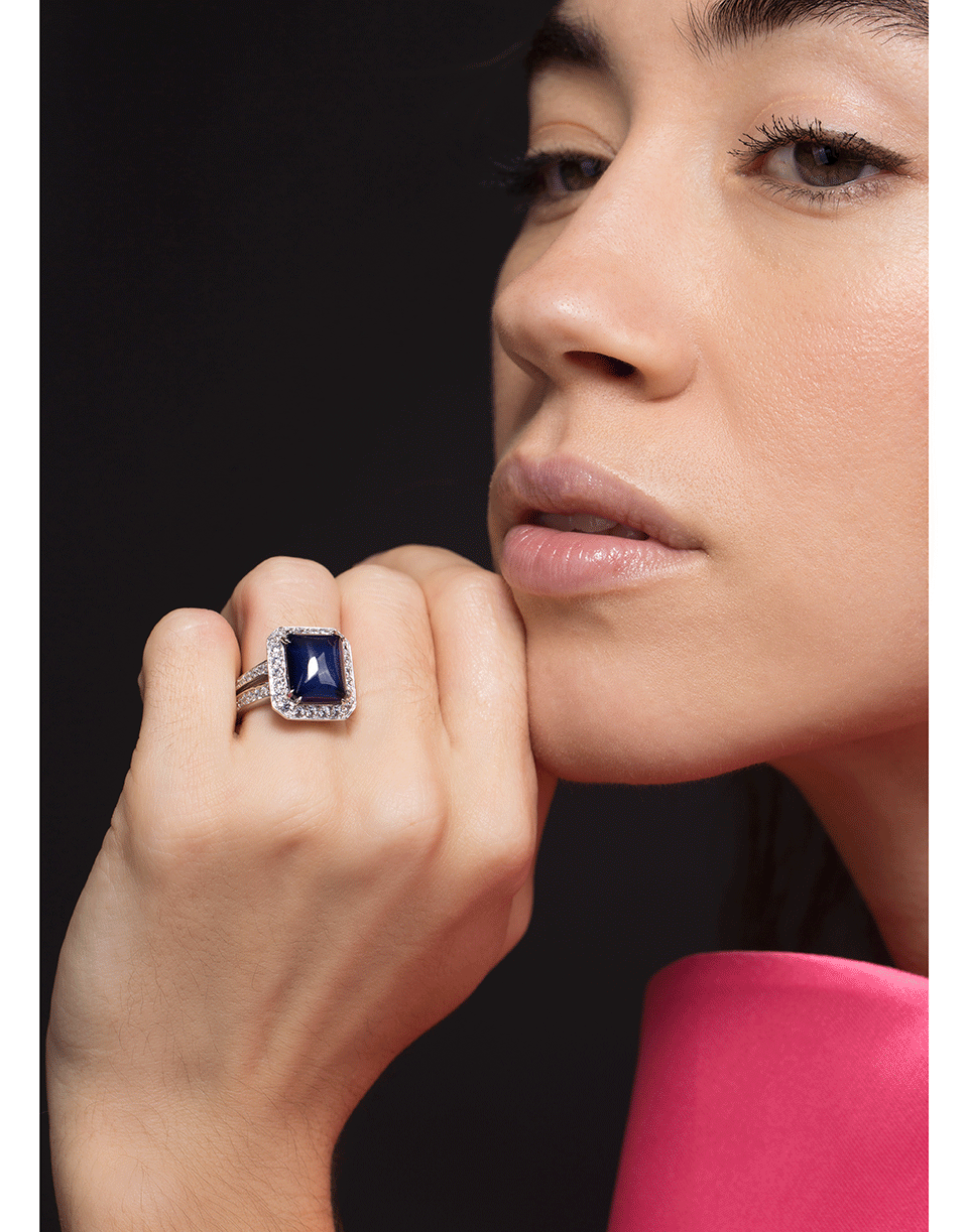 FANTASIA by DESERIO-Asscher Cut Sapphire Ring-W14KSAPP