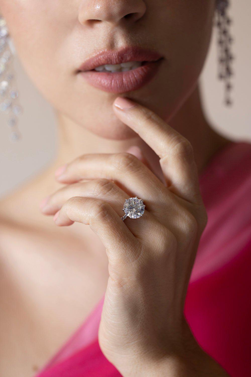 FANTASIA by DESERIO-Round Pave Half Band Ring-WHITE