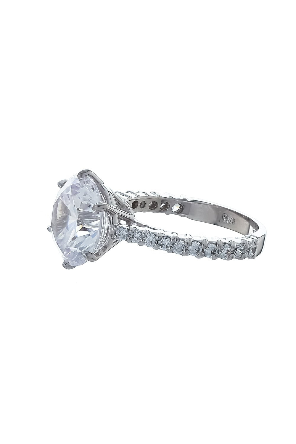 FANTASIA by DESERIO-Round Pave Half Band Ring-WHITE