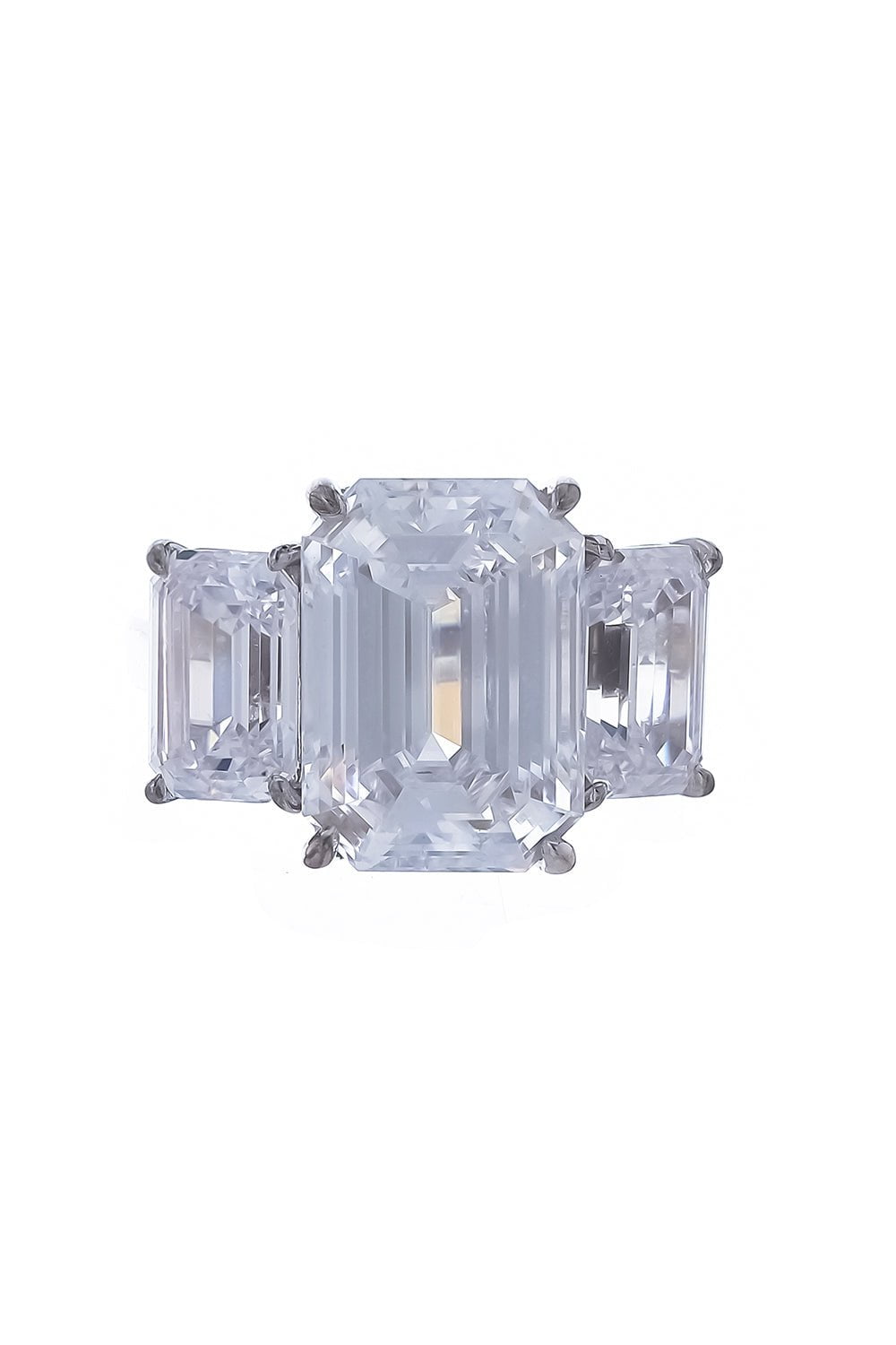 FANTASIA by DESERIO-Triple Stone Emerald Cut Ring-WHITE
