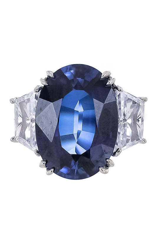 Blue Trapezoid Ring-WHITE-7.25-JEWELRYBOUTIQUERING-FANTASIA by DESERIO