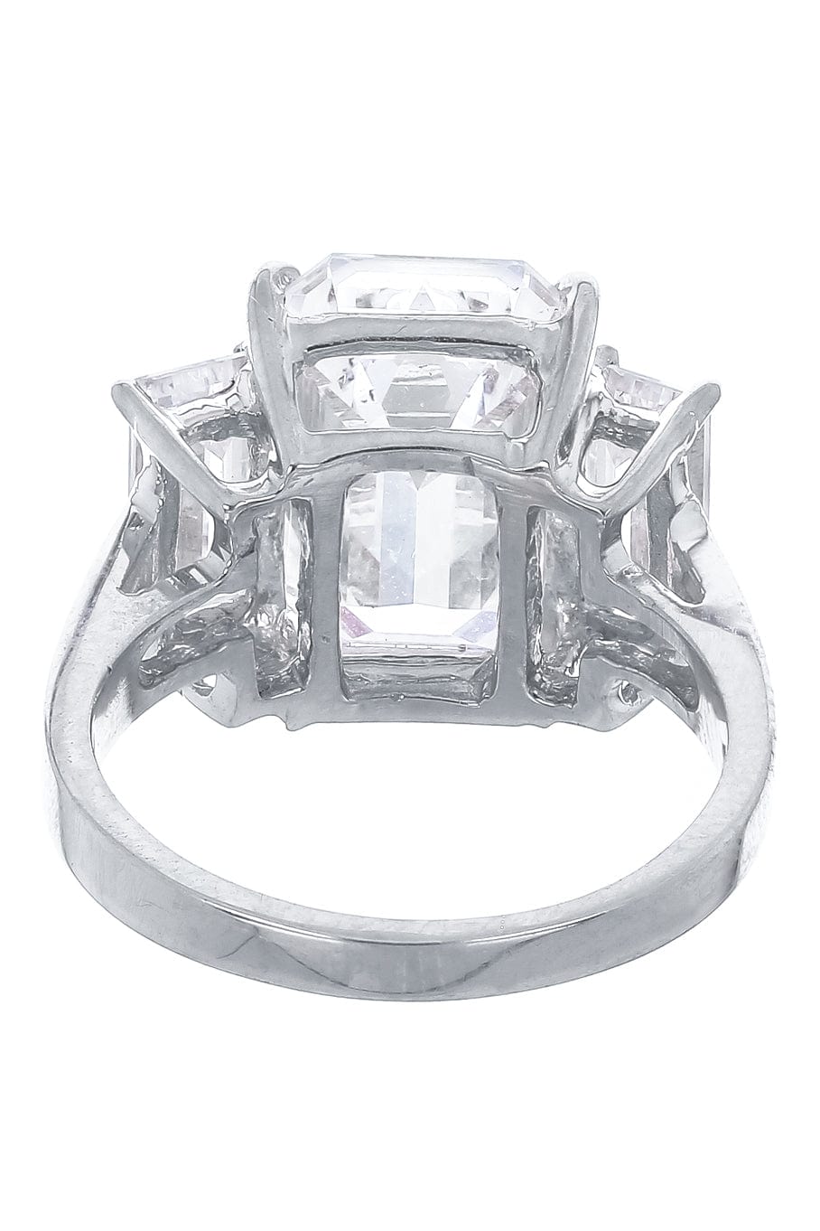 FANTASIA by DESERIO-Emerald Cut Three Stone Ring-WHITE GOLD