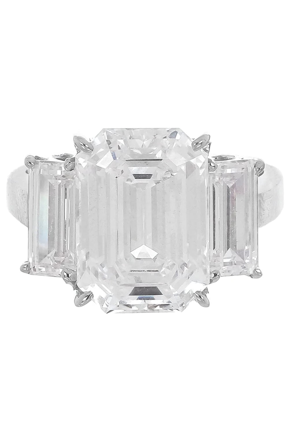 FANTASIA by DESERIO-Emerald Cut Three Stone Ring-WHITE GOLD