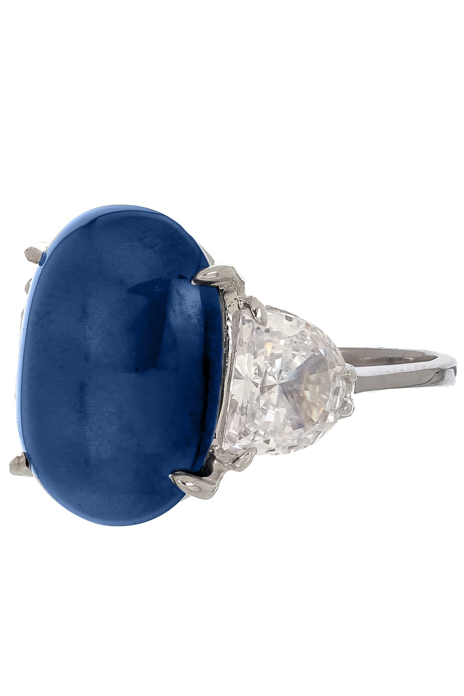 FANTASIA by DESERIO-Cabochon Three Stone Ring-WHITE GOLD