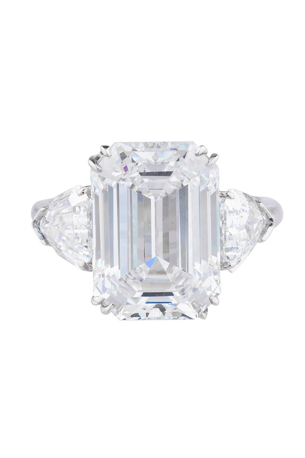 FANTASIA by DESERIO-Emerald Cut Shield Sides Ring-