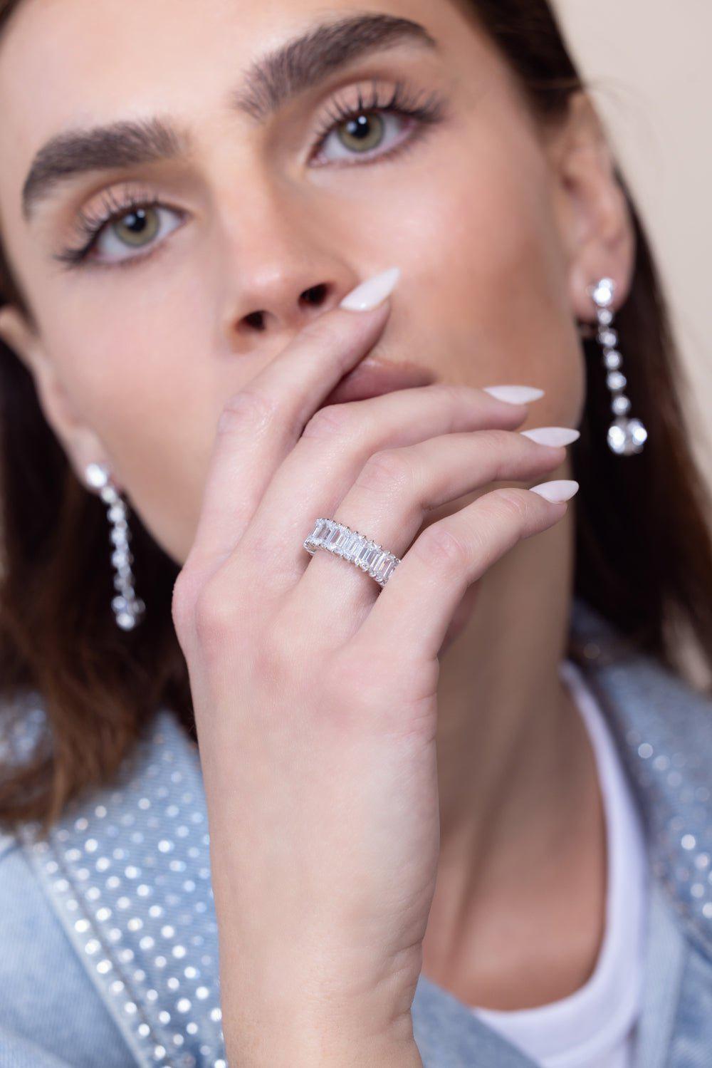 FANTASIA by DESERIO-Asscher Cut Eternity Band-WHITE GOLD