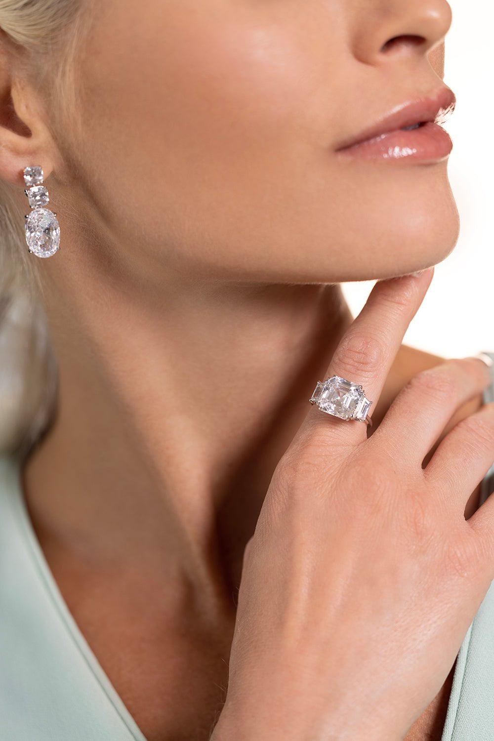 FANTASIA by DESERIO-Emerald Cut Ring-WHITE GOLD