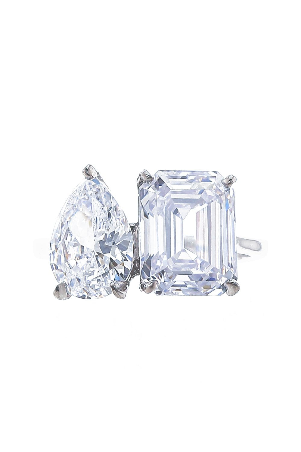 FANTASIA by DESERIO-Moi et Toi Emerald Pear Ring-WHITE GOLD