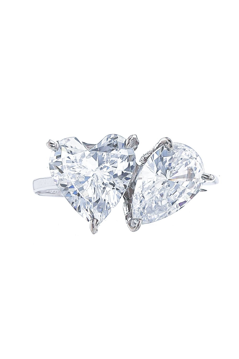 FANTASIA by DESERIO-Moi Et Toi Heart Pear Ring-WHITE GOLD