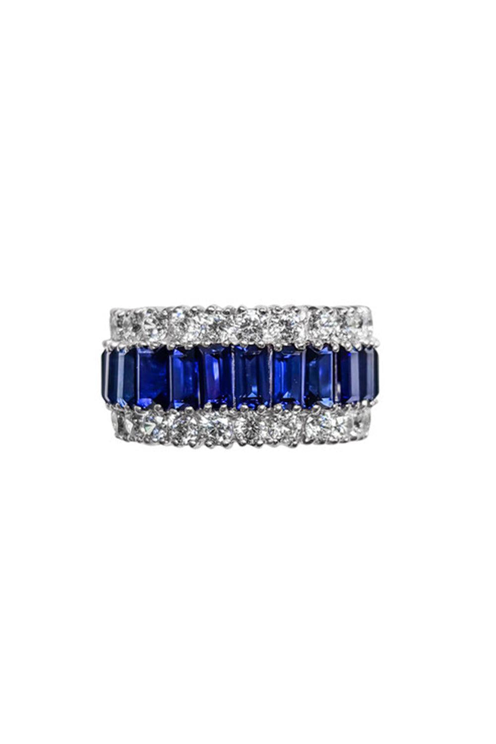 FANTASIA by DESERIO-Royal Sapphire Baguette Eternity Band-WHITE GOLD