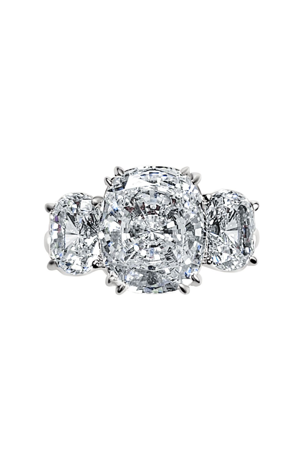 FANTASIA by DESERIO-Three Stone Cushion Cut Ring-