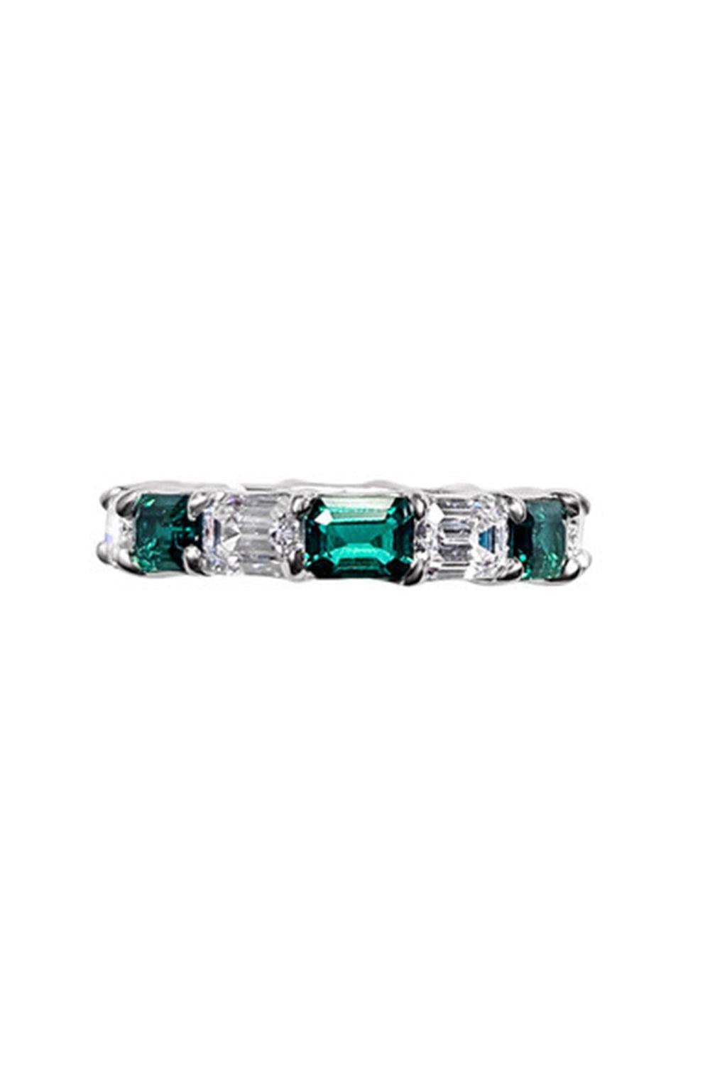 FANTASIA by DESERIO-Emerald Cut Eternity Band-WHITE GOLD
